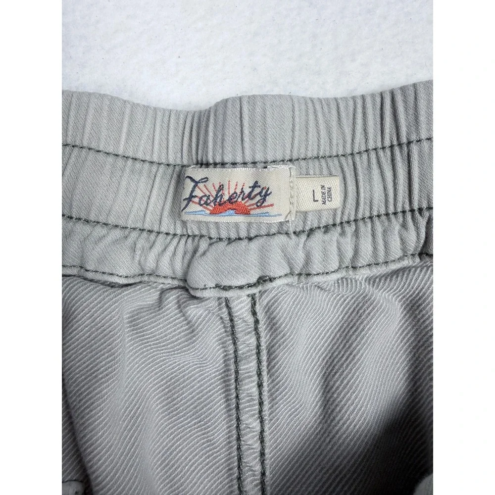 Faherty Mens Gray Organic Cotton Linen Blend Drawstring Shorts Size L 5 Inseam